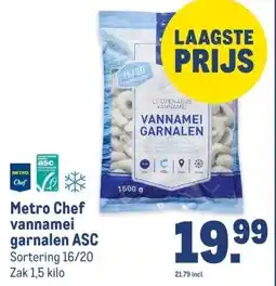 Makro Metro Chef vannamei garnalen ASC aanbieding