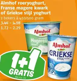 Poiesz Almhof roeryoghurt, Franse magere kwark of Griekse stijl yoghurt aanbieding