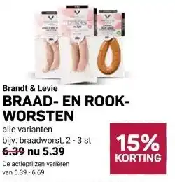 Ekoplaza Brandt & Levie BRAAD- EN ROOK- WORSTEN aanbieding