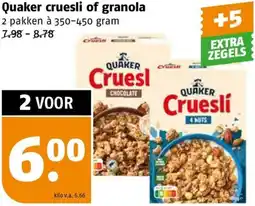 Poiesz Quaker cruesli of granola aanbieding
