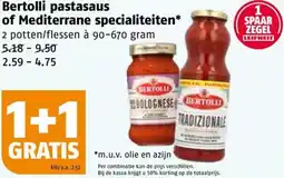 Poiesz Bertolli pastasaus of Mediterrane specialiteiten aanbieding