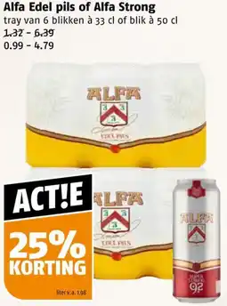 Poiesz Alfa Edel pils of Alfa Strong aanbieding