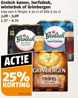 Poiesz Grolsch kanon, herfstbok, winterbok of Grimbergen aanbieding