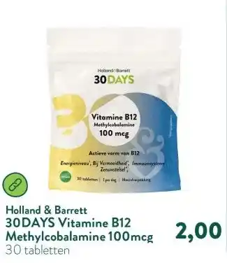 Holland & Barrett 30DAYS Vitamine B12 Methylcobalamine 100mcg aanbieding