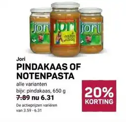 Ekoplaza Jori PINDAKAAS OF NOTENPASTA aanbieding