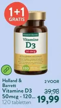 Holland & Barrett Vitamine D3 50mcg - 120 tabletten aanbieding
