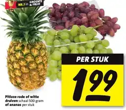 Nettorama Pitloze rode of witte druiven schaal 500 gram of ananas aanbieding