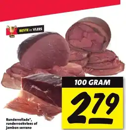 Nettorama Runderrollade*, runderrookvlees of jambon serrano aanbieding
