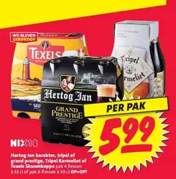 Nettorama Hertog Jan karakter, tripel of grand prestige, Tripel Karmeliet of Texels Skuumkoppe aanbieding
