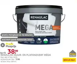 Praxis Renaulac Méga Muurverf - Mat - Wit - 10L aanbieding