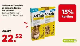 Pets Place AdTab anti-vlooien- en tekenmiddelen aanbieding