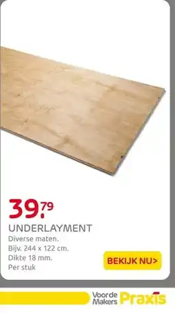Praxis UNDERLAYMENT aanbieding