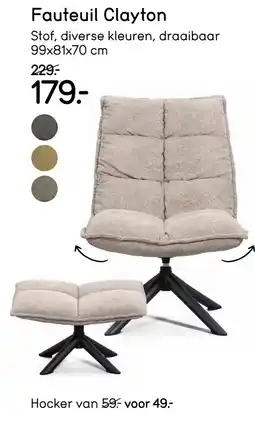 Leen Bakker Fauteuil clayton aanbieding