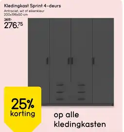 Leen Bakker Kledingkast sprint 4-deurs aanbieding