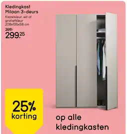 Leen Bakker Kledingkast milaan 3-deurs aanbieding