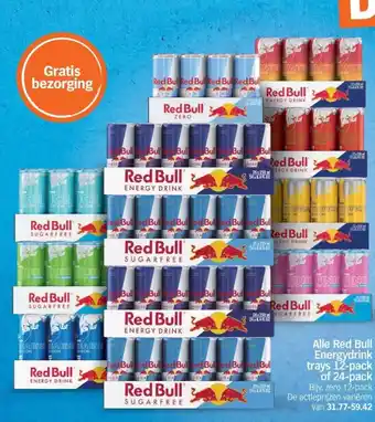 Alle Red Bull Energydrink trays 12-pack of 24-pack