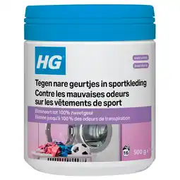 Kruidvat HG Wasmiddeltoevoeging tegen Nare Geurtjes in Sportkleding aanbieding