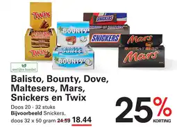 Sligro Balisto, Bounty, Dove, Maltesers, Mars, Snickers en Twix aanbieding