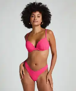 Hunkemoller Hunkemöller Hoog uitgesneden Bikinibroekje Scallop Roze aanbieding