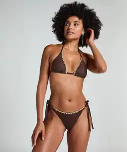 Hunkemoller Hunkemöller Cheeky Tanga Bikinibroekje Crochet Bruin aanbieding