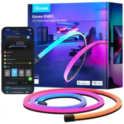 MediaMarkt Govee Rgbic Led Neon Rope Light For Desks - 3m Slimme Ledstrip Zwart aanbieding