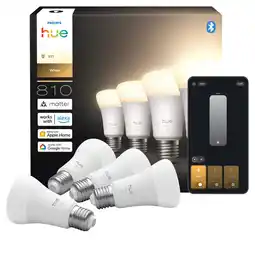 MediaMarkt Philips Hue Led A60 Warm Wit Licht E27 Fitting 4-pack Slimme Ledlamp aanbieding