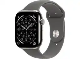 MediaMarkt Apple Watch Series 11gps + Cellular - 46mmtitanium Case Stone Grey Sport Band M/l Smartwatch Natural aanbieding