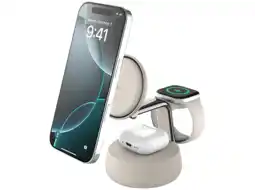 MediaMarkt Belkin Ultracharge Pro 25w Qi2 3-in-1 Magnetische Draadloze Lader – Sand Oplader aanbieding