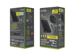MediaMarkt Sbs Mobile 3-in-1 Charging Kit : 30w Slim Charger 3m Usb-c Cable 10.000 Mah Powerbank Bundle aanbieding