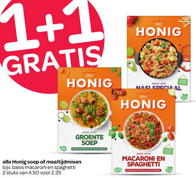 Spar Alle Honig soep of maaltijdmixen aanbieding