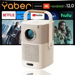 MediaMarkt YABER T2 plus smart portable projector 2x5w jbl Beamer Beige aanbieding