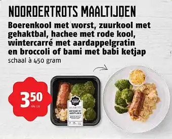 Poiesz Boerenkool met worst, zuurkool met gehaktbal, hachee met rode kool, wintercarré met aardappelgratin en broccoli of bami met b aanbieding