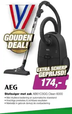 EP AEG AB61C3GG Clean 6000 Stofzuiger met Zak aanbieding
