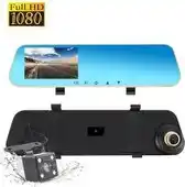 Bol.com Full HD auto dashcam spiegel autoblackbox DVR voor en achter camera aanbieding