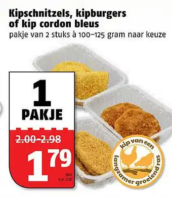 Poiesz Kipschnitzels, kipburgers of kip cordon bleus aanbieding