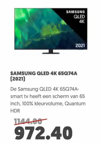 MediaMarkt Samsung Qled 4K 65Q74A 2021 aanbieding
