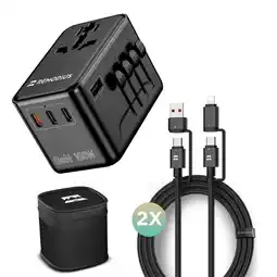 ANWB Remodius Wereldstekker PRO + 2× UniCharge Kabel Zwart aanbieding