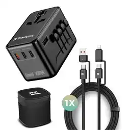 ANWB Remodius Wereldstekker PRO + UniCharge Oplaadkabel Zwart aanbieding