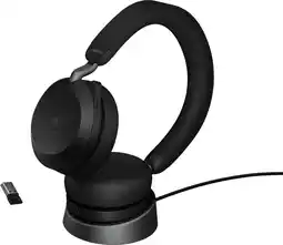 Coolblue Jabra Evolve2 USB A MS TEAMS 75 Draadloze Office Headset met oplaadstandaard Zwart aanbieding