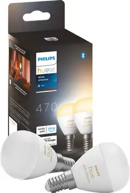 Coolblue Philips Hue Luster kogellamp White Ambiance E14 2-pack aanbieding