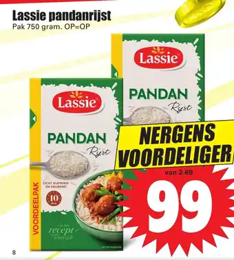 Dirk Lassie pandanrijst 750g aanbieding