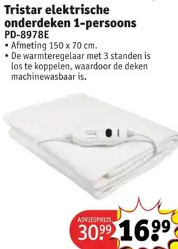 Kruidvat Tristar elektrische onderdeken aanbieding