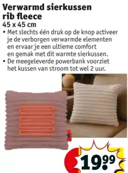 Kruidvat Verwarmd sierkussen rib fleece aanbieding