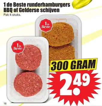 Dirk 1 de Beste runderhamburgers BBQ of gelderse schijven 300g aanbieding