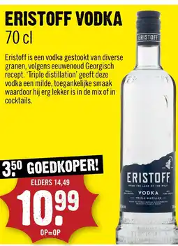 Dirck 3 Eristoff vodka aanbieding