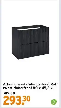 GAMMA Atlantic wastafelonderkast Raff zwart ribbelfront 80 x 45,2 x 63,5 cm aanbieding