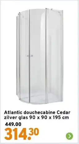 GAMMA Atlantic douchecabine Cedar zilver glas 90 x 90 x 195 cm aanbieding