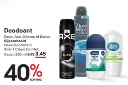 Sligro Deodoant Dove, Axe, Odorex of Sanex aanbieding