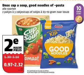 Poiesz Unox cup a soup, good noodles of -pasta aanbieding