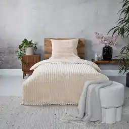 Action Teddy ribbed dekbedovertrek - crème-wit aanbieding